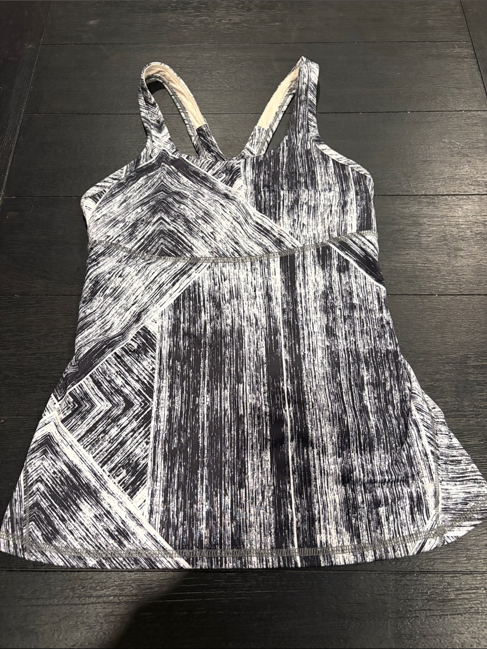 lululemon athletica Black and White Graphic Strappy Tank -Crossback